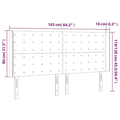 Čelo Postele S Led Tmavě Modré 163 X 16 X 118/128 Cm Samet