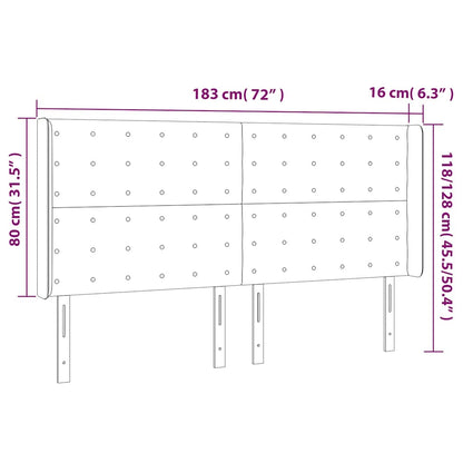 Čelo Postele S Led Tmavě Modré 183 X 16 X 118/128 Cm Samet