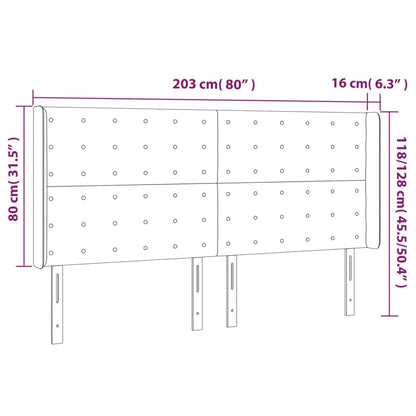 Čelo Postele S Led Tmavě Modré 203 X 16 X 118/128 Cm Samet