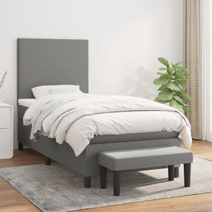 Box Spring Postel S Matrací Textil Tmavě Šedá