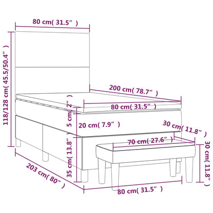 Box Spring Postel S Matrací Modrá 80X200 Cm Textil