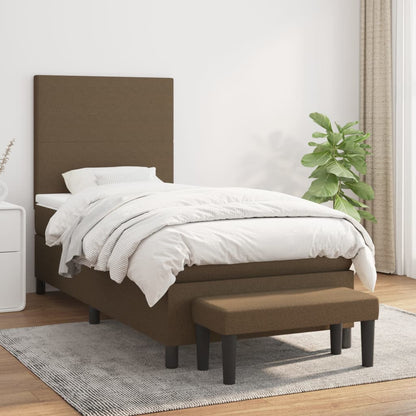 Box Spring Postel S Matrací Tmavě Hnědá 90X190 Cm Textil