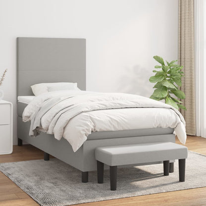 Box Spring Postel S Matrací Textil Světle Šedá