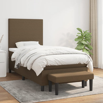Box Spring Postel S Matrací Tmavě Hnědá 100 X 200 Cm Textil