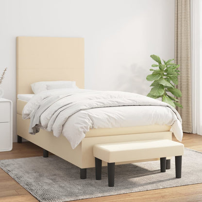 Box Spring Postel S Matrací Textil Krémová
