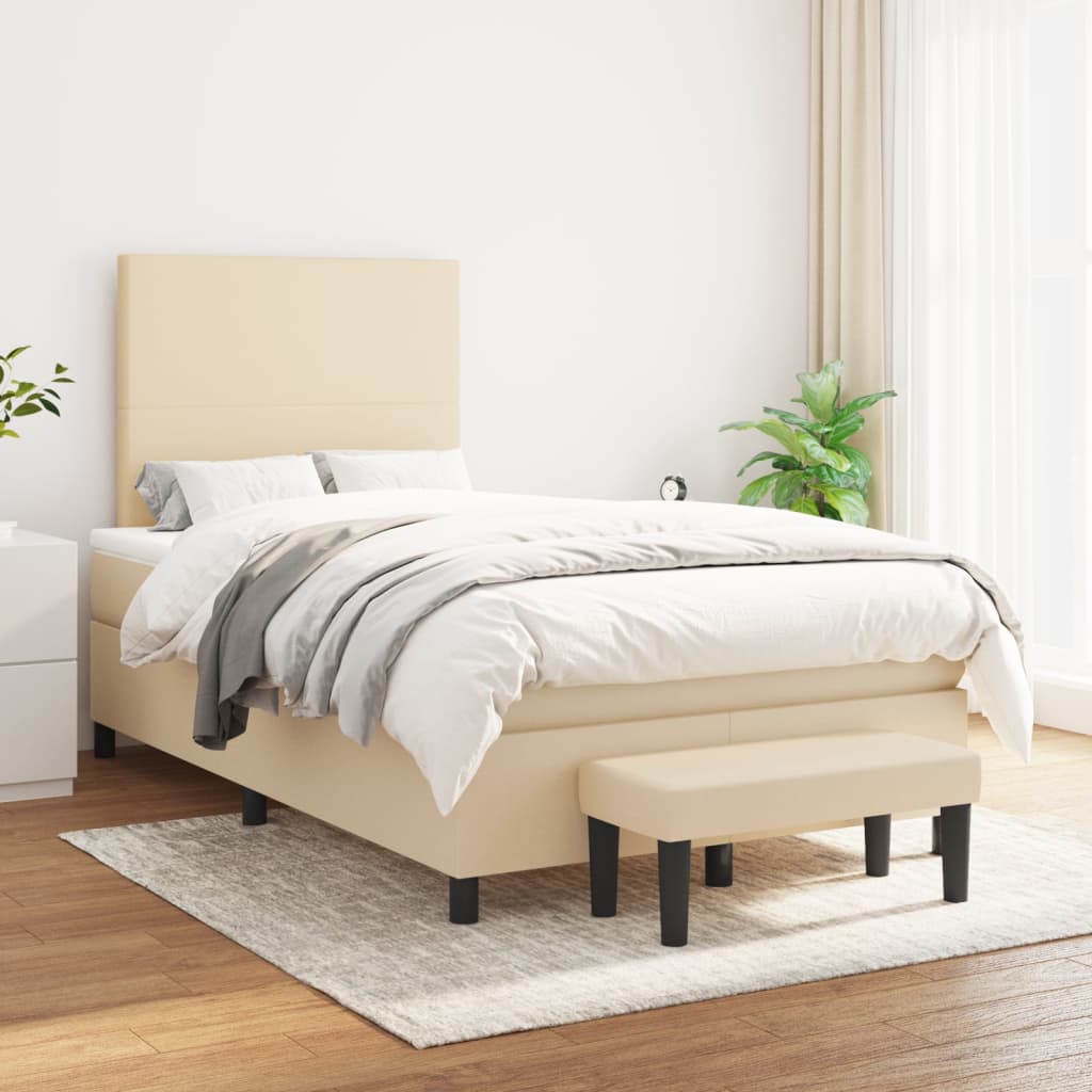 Box Spring Postel S Matrací Textil Krémová