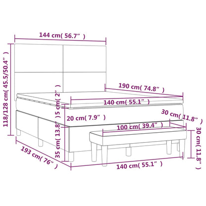 Box Spring Postel S Matrací Tmavě Hnědá 140X190 Cm Textil