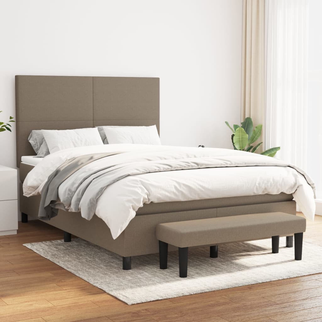 Box Spring Postel S Matrací Textil Taupe