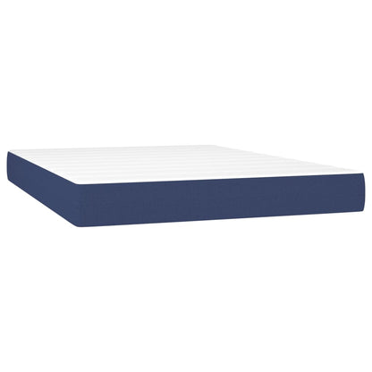 Box Spring Postel S Matrací Modrá 140X200 Cm Textil