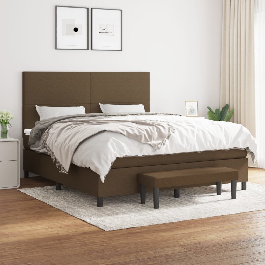 Box Spring Postel S Matrací Tmavě Hnědá 160X200 Cm Textil