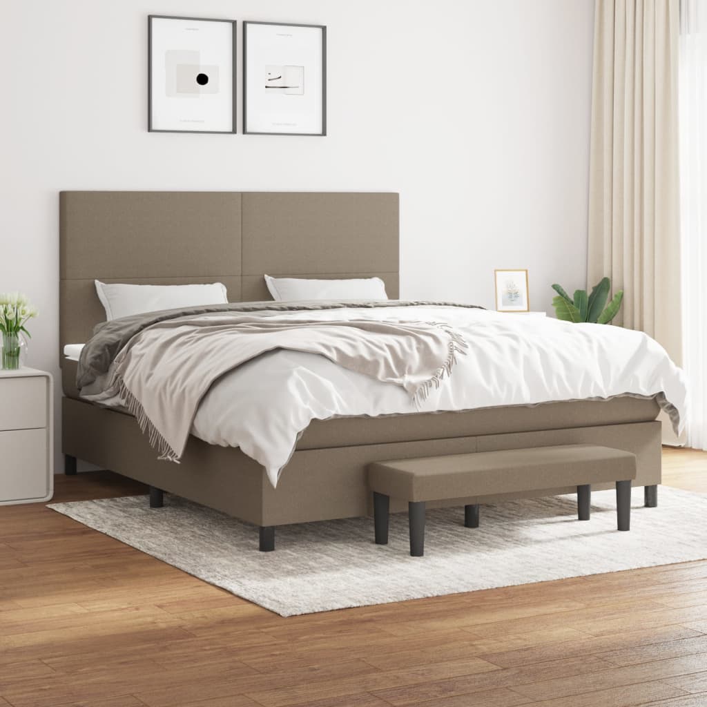Box Spring Postel S Matrací Textil Taupe