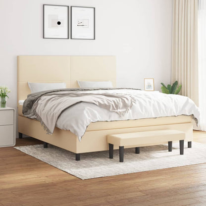 Box Spring Postel S Matrací Textil Krémová