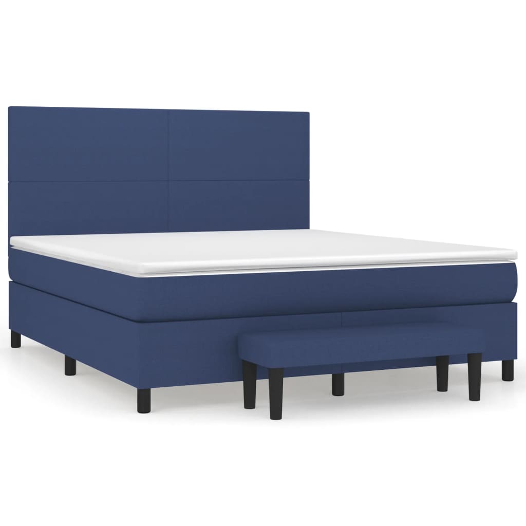 Box Spring Postel S Matrací Modrá 160X200 Cm Textil
