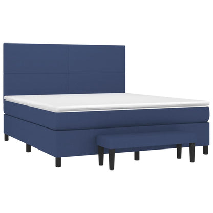 Box Spring Postel S Matrací Modrá 160X200 Cm Textil