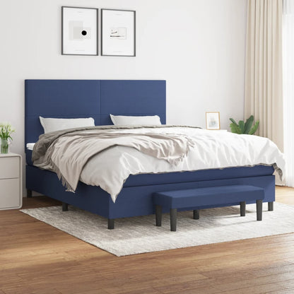 Box Spring Postel S Matrací Modrá 160X200 Cm Textil