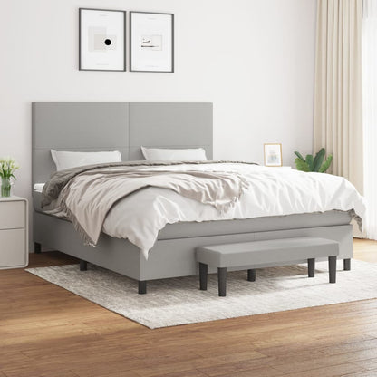 Box Spring Postel S Matrací Textil Světle Šedá