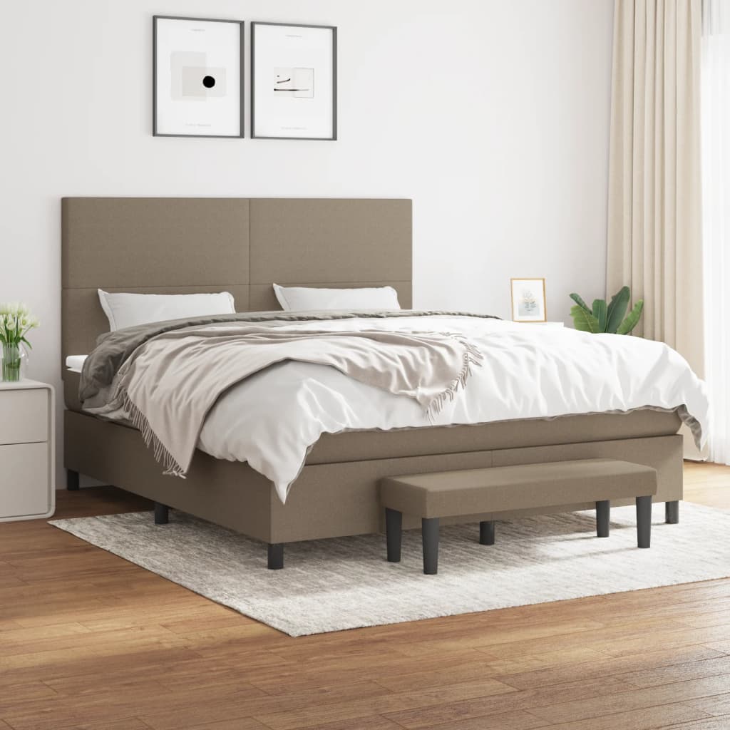 Box Spring Postel S Matrací Textil Taupe