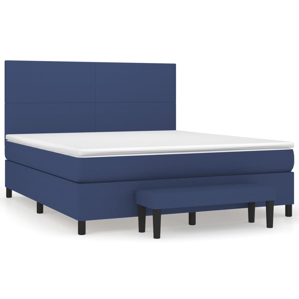 Box Spring Postel S Matrací Modrá 180X200 Cm Textil