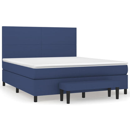 Box Spring Postel S Matrací Modrá 180X200 Cm Textil