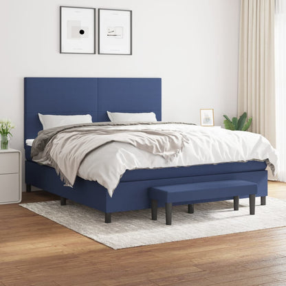 Box Spring Postel S Matrací Modrá 180X200 Cm Textil