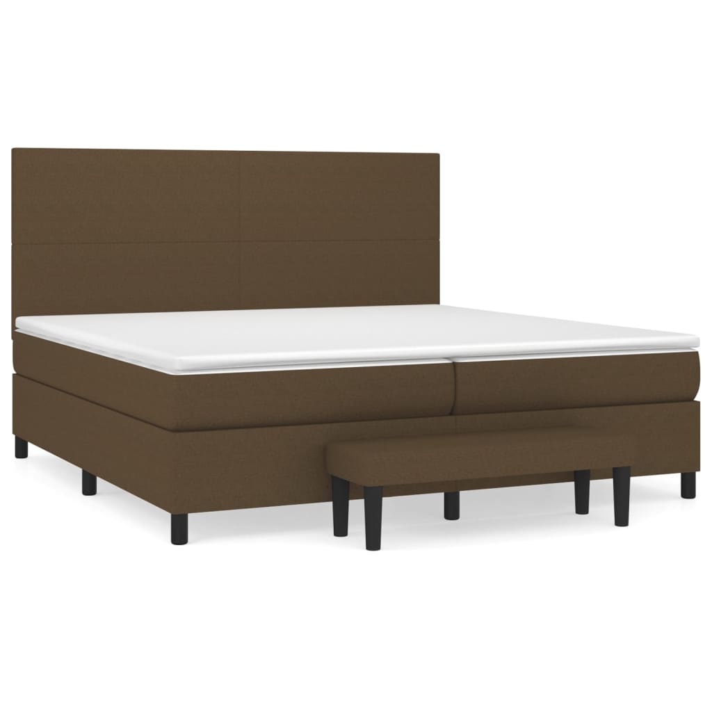Box Spring Postel S Matrací Tmavě Hnědá 200X200 Cm Textil