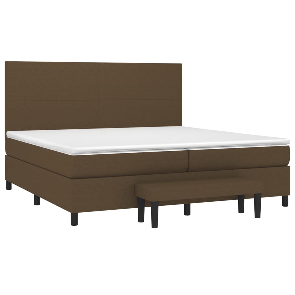 Box Spring Postel S Matrací Tmavě Hnědá 200X200 Cm Textil