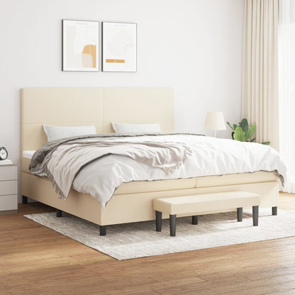 Box Spring Postel S Matrací Textil Krémová