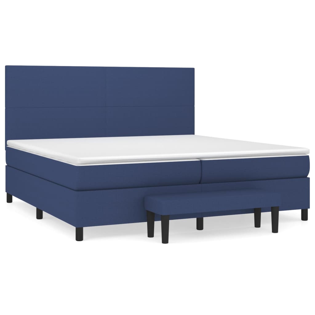 Box Spring Postel S Matrací Modrá 200X200 Cm Textil