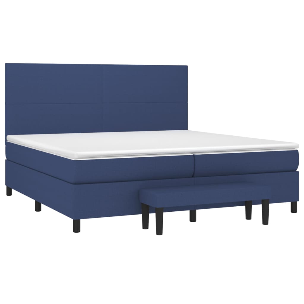 Box Spring Postel S Matrací Modrá 200X200 Cm Textil