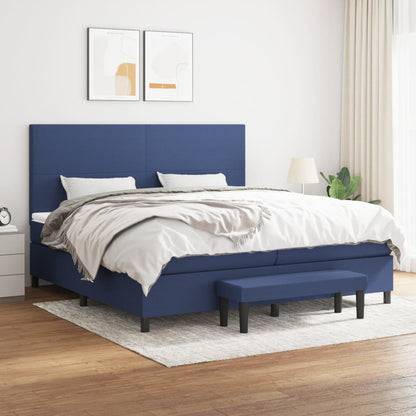 Box Spring Postel S Matrací Modrá 200X200 Cm Textil