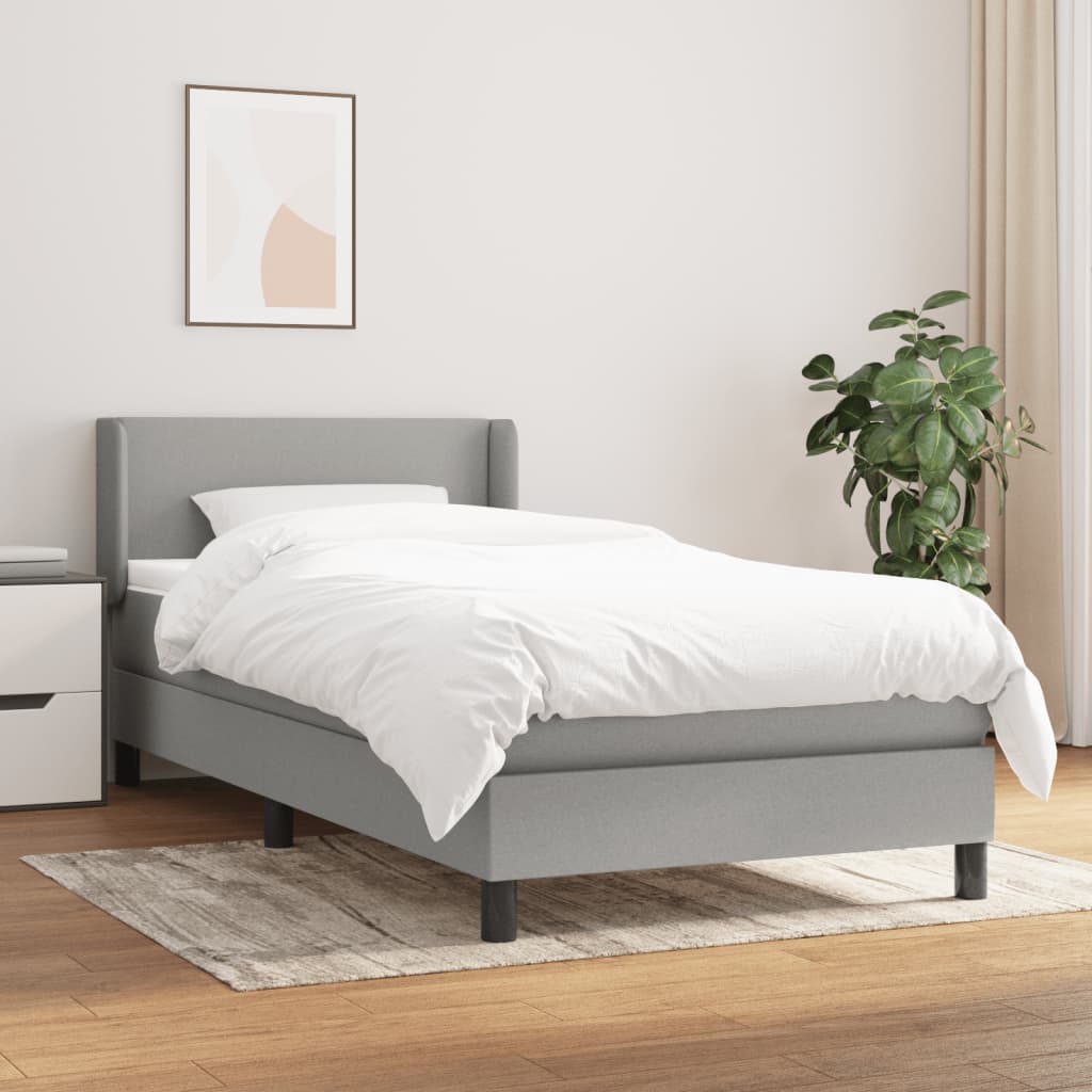 Box Spring Postel S Matrací Textil Světle Šedá