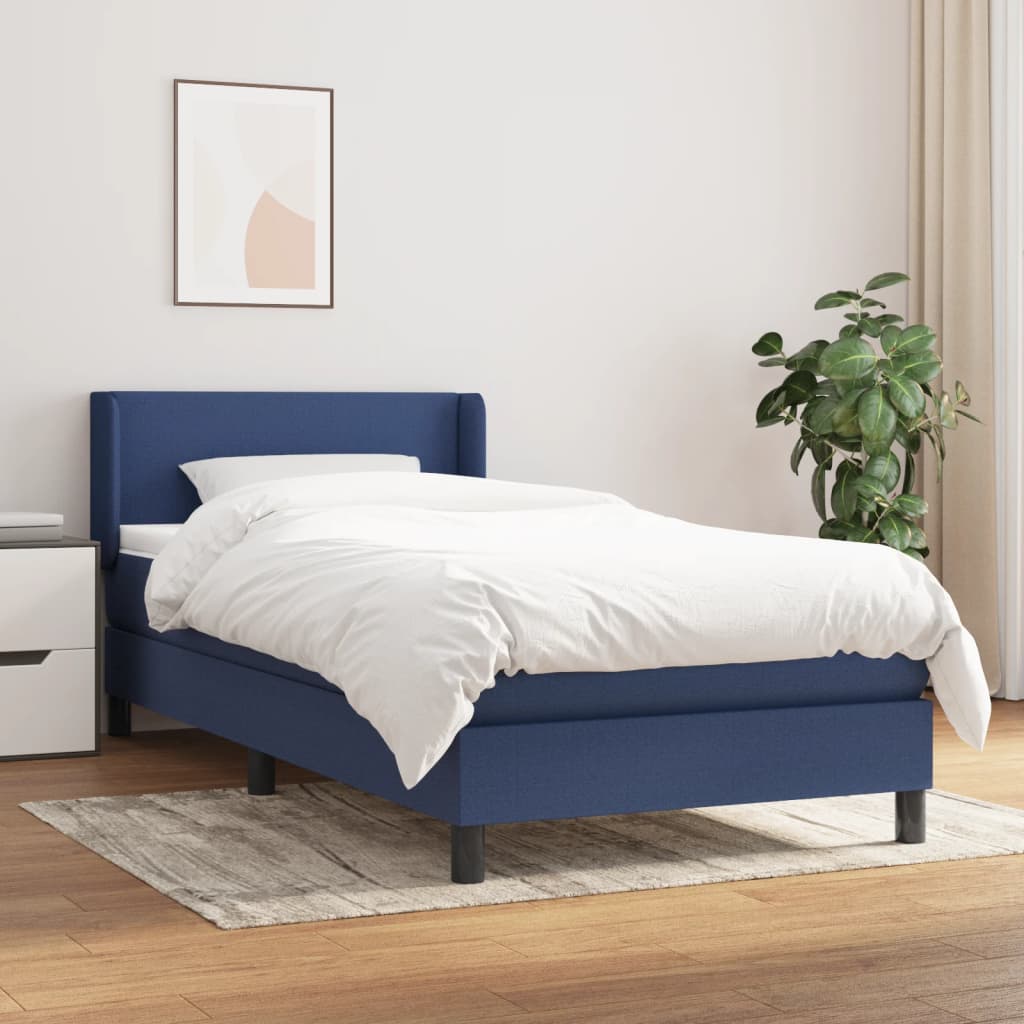 Box Spring Postel S Matrací Textil Modrá
