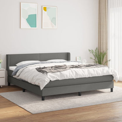 Box Spring Postel S Matrací Textil Tmavě Šedá