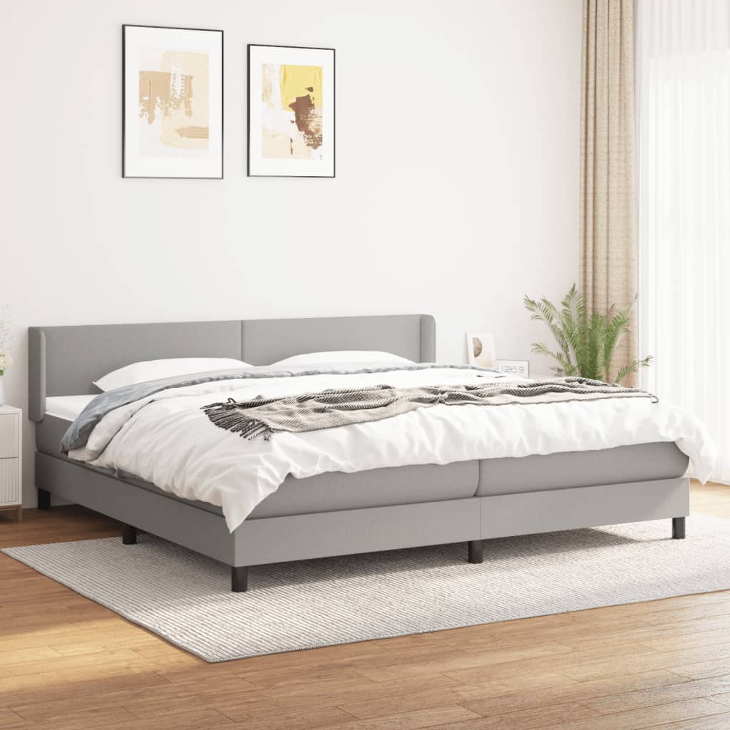 Box Spring Postel S Matrací Textil Světle Šedá