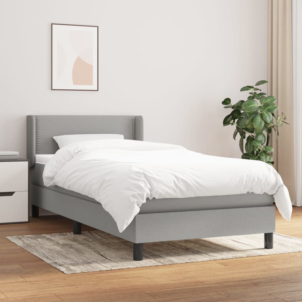 Box Spring Postel S Matrací Textil Světle Šedá