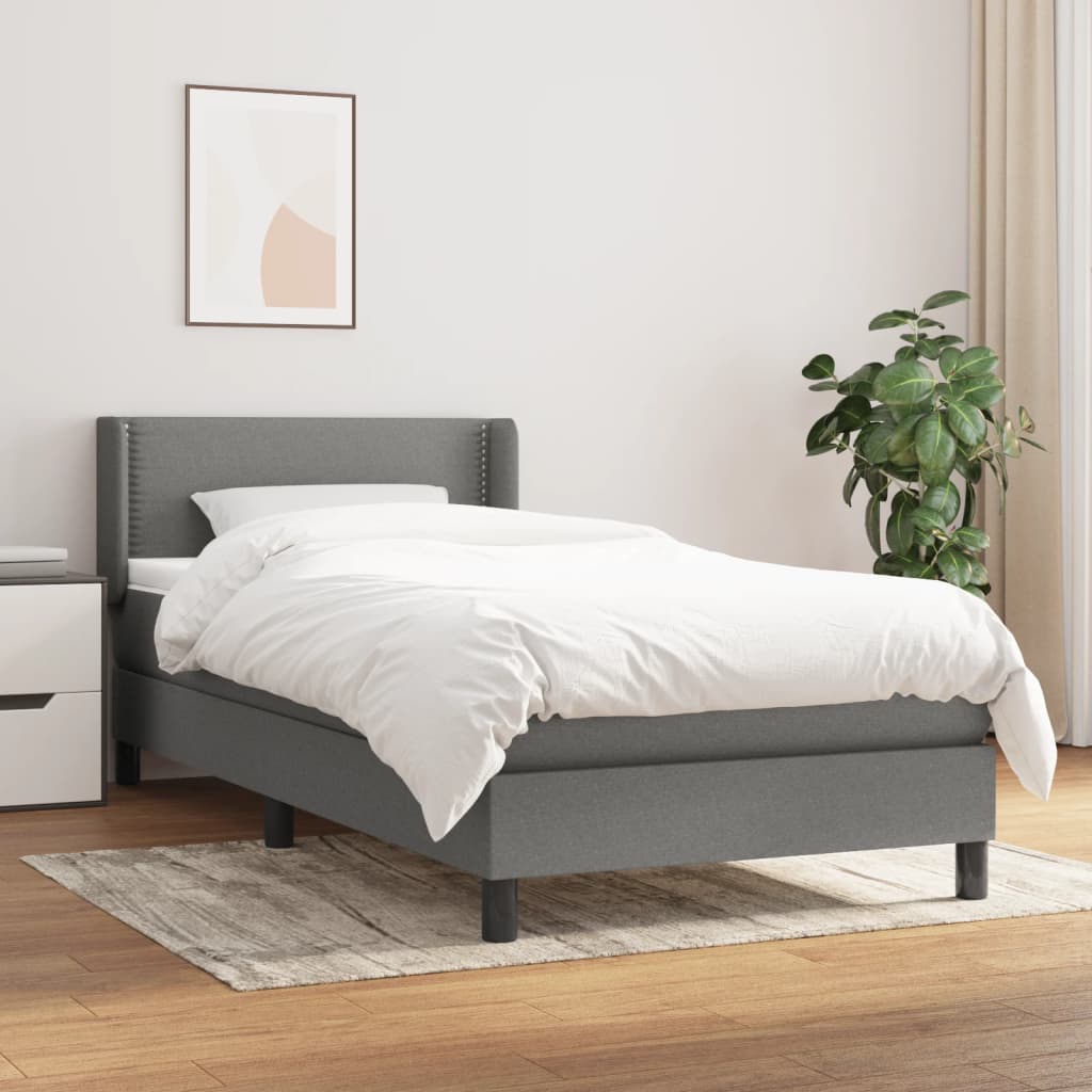 Box Spring Postel S Matrací Textil Tmavě Šedá