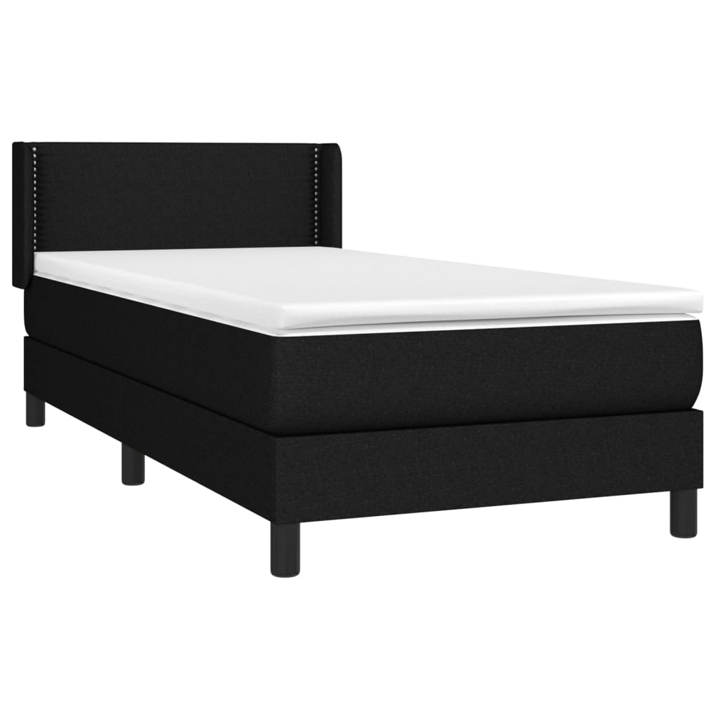 Box Spring Postel S Matrací Černá 100 X 200 Cm Textil