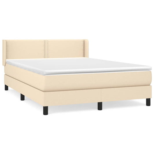 Box Spring Postel S Matrací Textil Krémová
