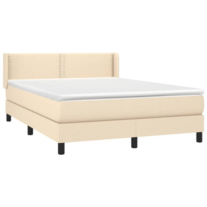 Box Spring Postel S Matrací Textil Krémová