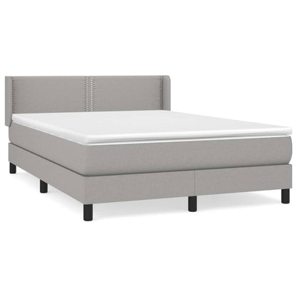 Box Spring Postel S Matrací Textil Světle Šedá