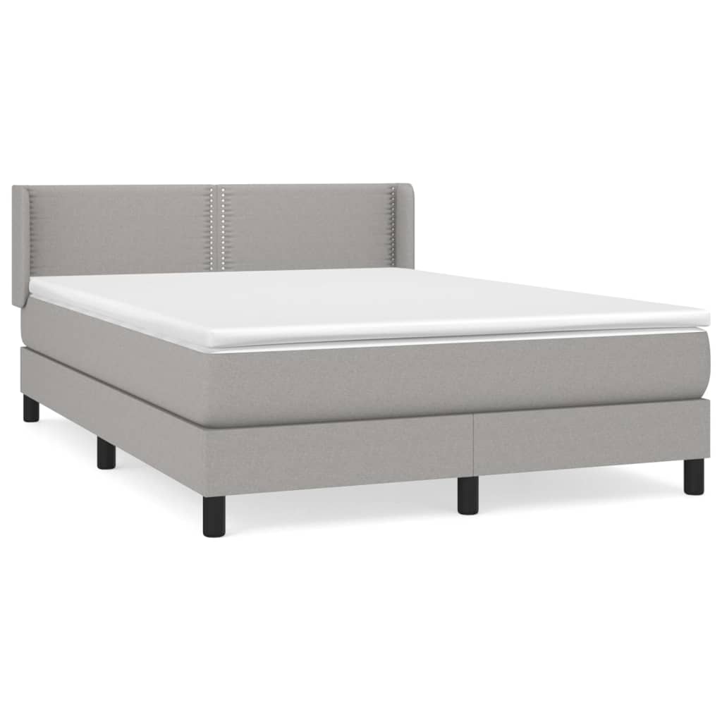 Box Spring Postel S Matrací Textil Světle Šedá