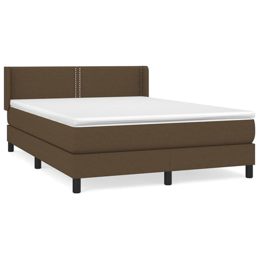 Box Spring Postel S Matrací Textil Tmavě Hnědá