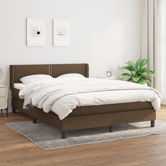 Box Spring Postel S Matrací Textil Tmavě Hnědá