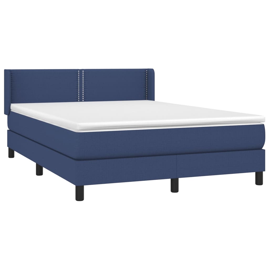 Box Spring Postel S Matrací Textil Modrá