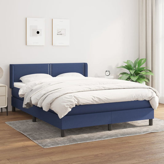 Box Spring Postel S Matrací Textil Modrá