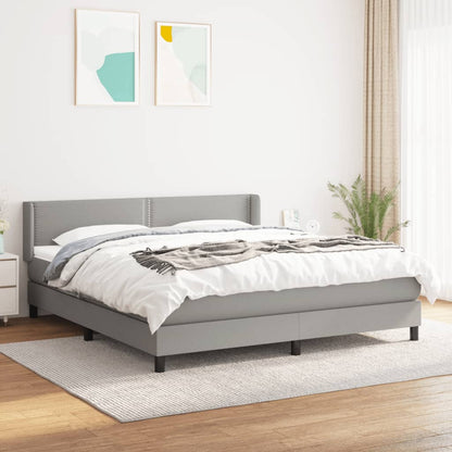 Box Spring Postel S Matrací Textil Světle Šedá