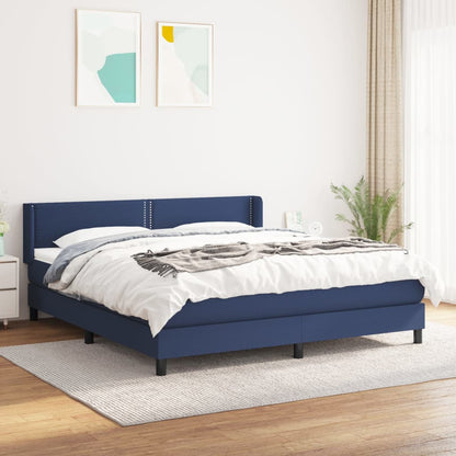 Box Spring Postel S Matrací Textil Modrá