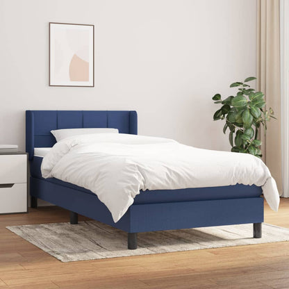 Box Spring Postel S Matrací Textil Modrá