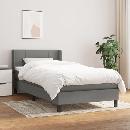Box Spring Postel S Matrací Textil Tmavě Šedá