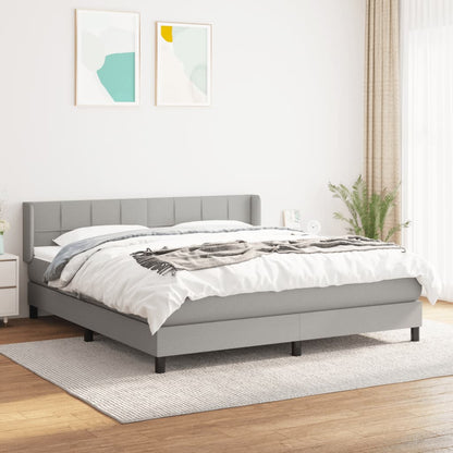 Box Spring Postel S Matrací Textil Světle Šedá